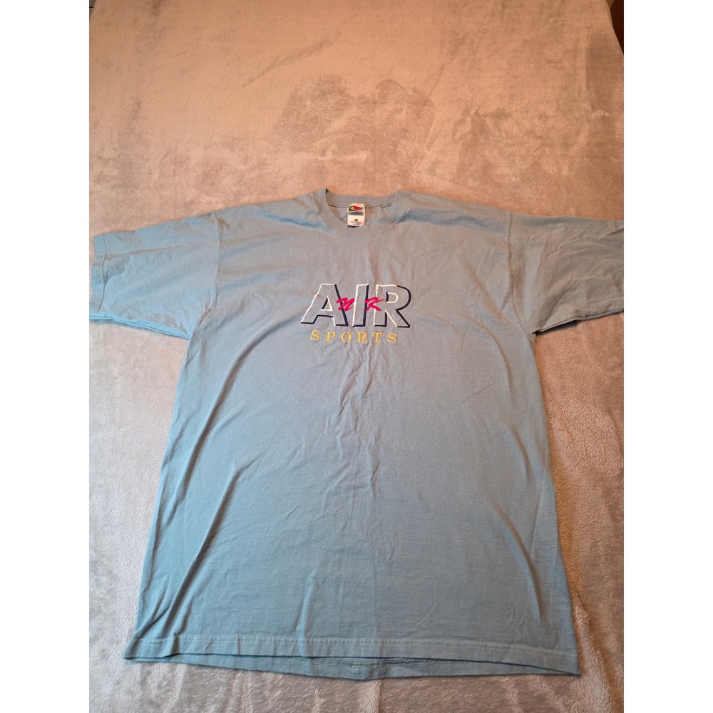 Vintage Fruit Of The Loom Lofteez Nike Air Shirt Mens XL Blue Embroidered